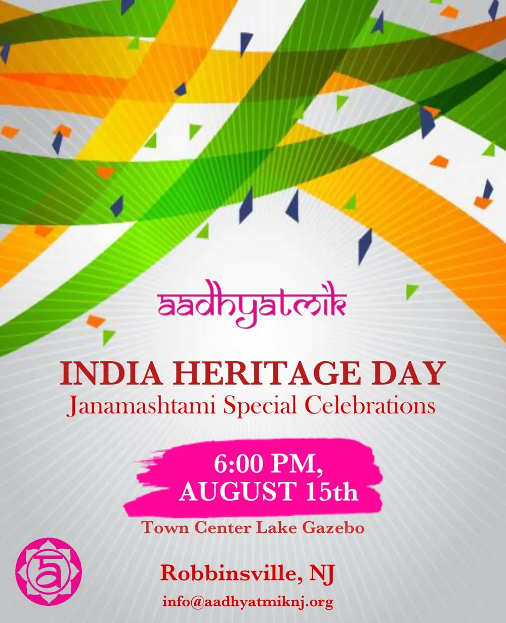 Poster for India Heritage Day and Janmashtami celebrations on 15 August