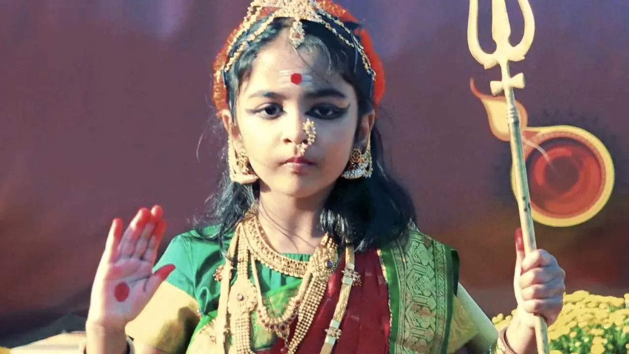 Dancers performing Aigiri Nandini on the Robbinsville Diwali stage
