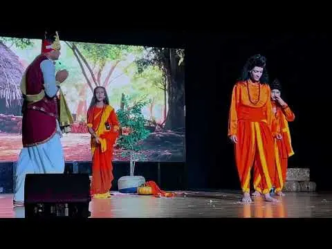 Ram Lila performers in costume on the Diwali stage